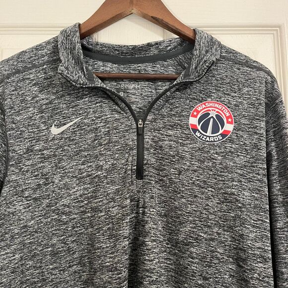 Washington Wizards Nike Dri-Fit Quarter Zip Long Sleeve - Grey Heather - Size M - Picture 2 of 4